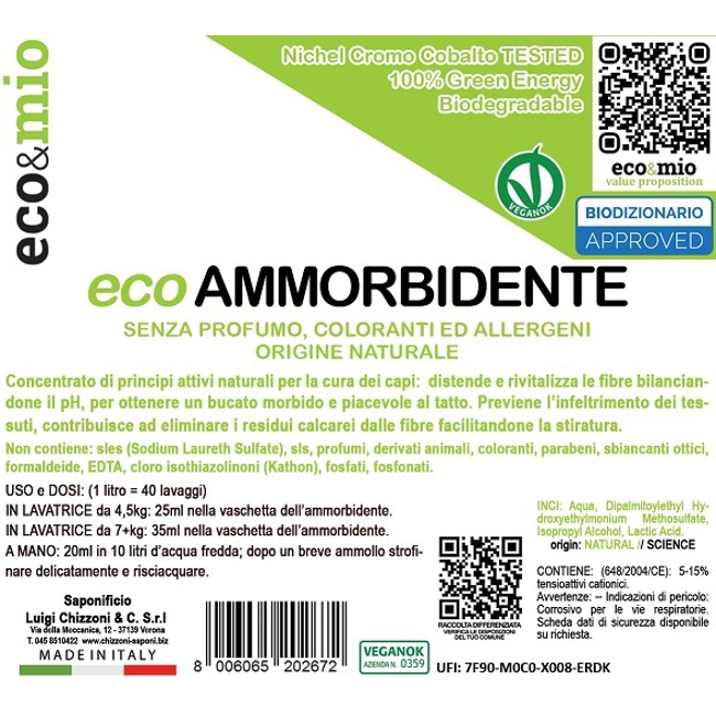 Vendita online Ammorbidente 1L senza profumo Eco&Mio